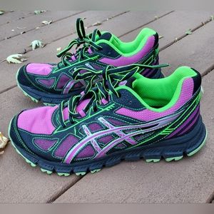 ASICS Gel-Scram-2 Athletic (T3G8Q)Pink Neon Green Women's Shoes Size 7